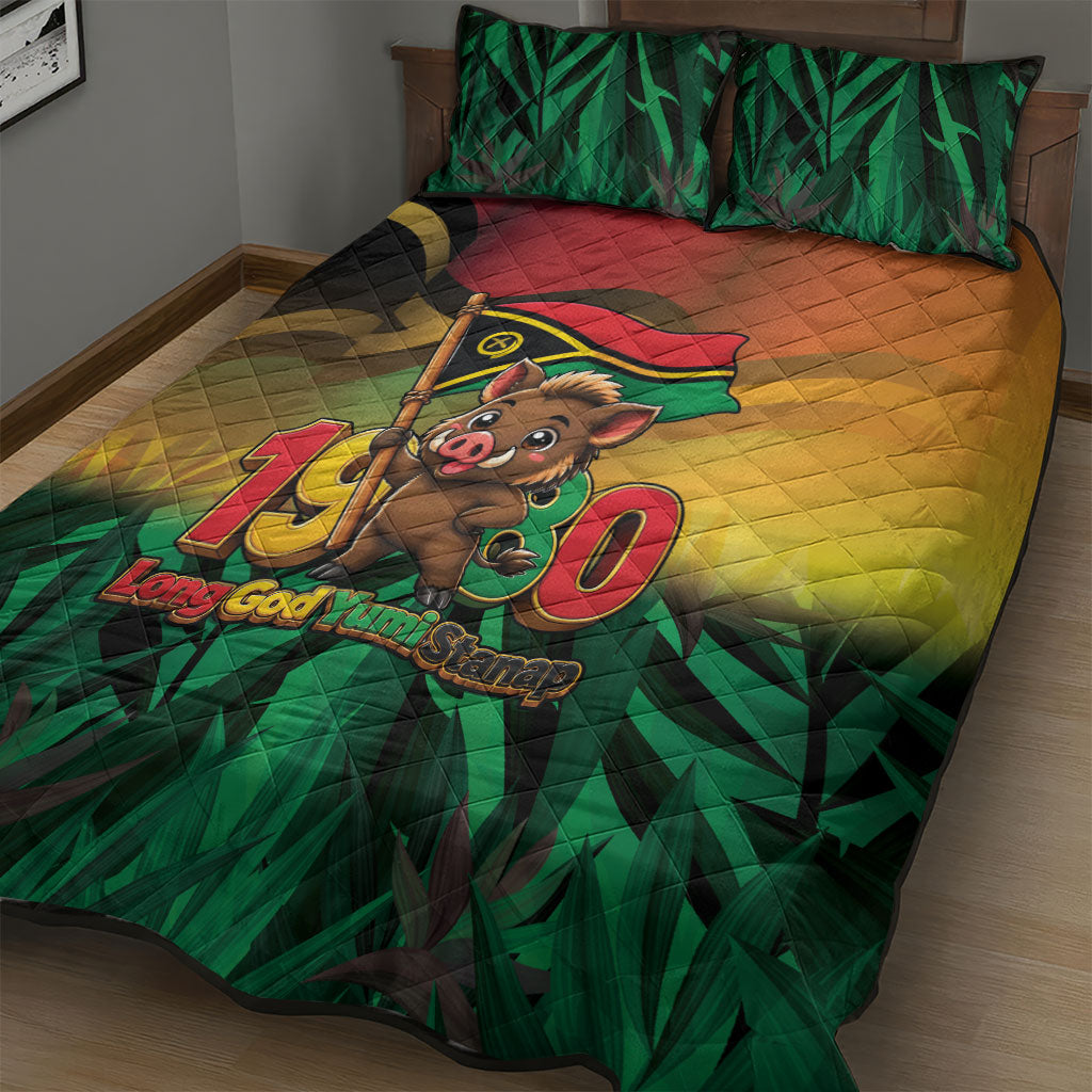 Vanuatu Independence Day Quilt Bed Set Chibi Boar Proud To Be A Ni-Van