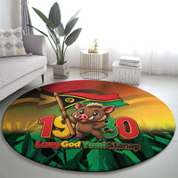 Vanuatu Independence Day Round Carpet Chibi Boar Proud To Be A Ni-Van