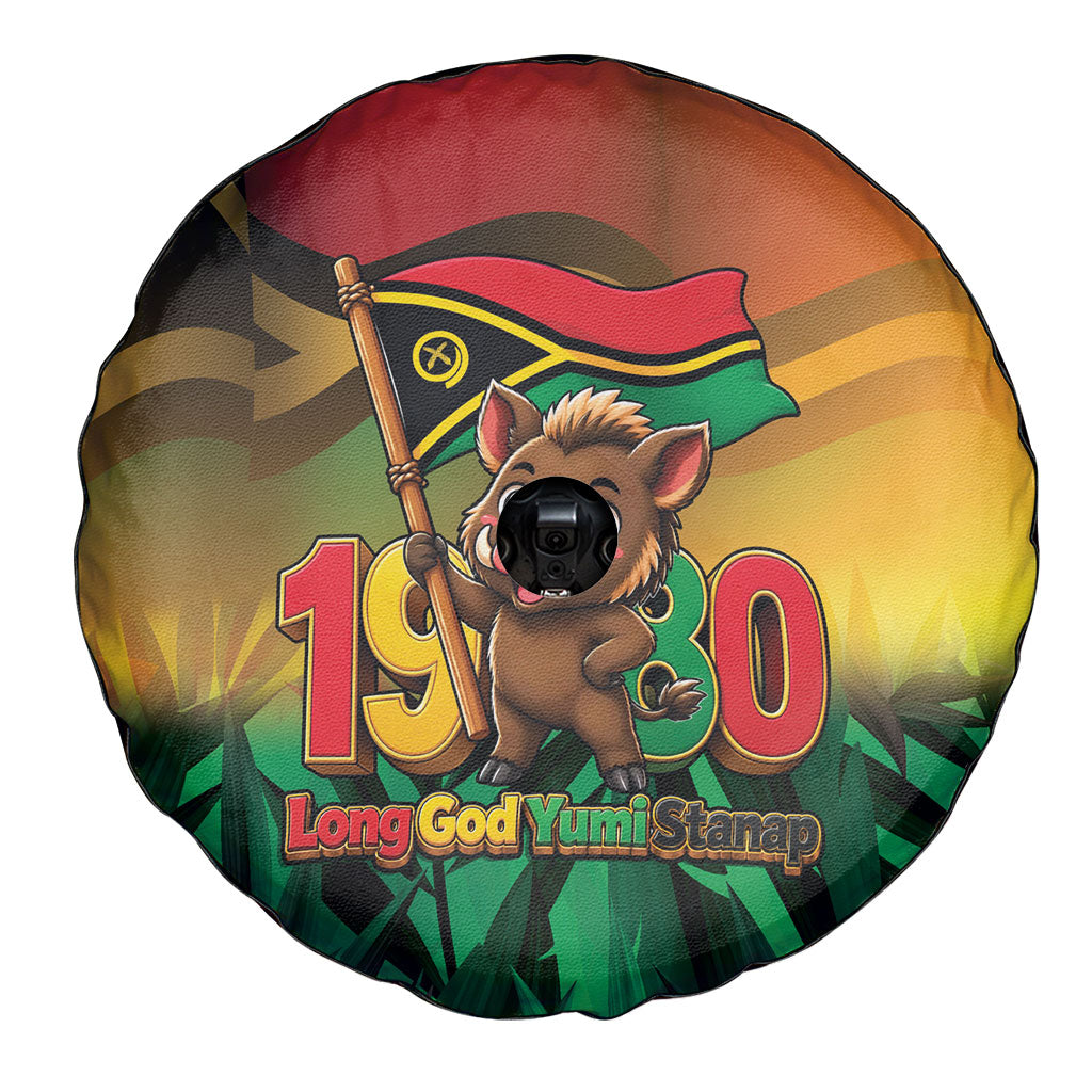 Vanuatu Independence Day Spare Tire Cover Chibi Boar Proud To Be A Ni-Van