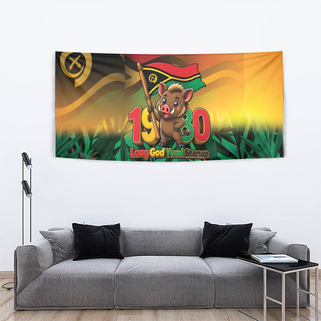 Vanuatu Independence Day Tapestry Chibi Boar Proud To Be A Ni-Van