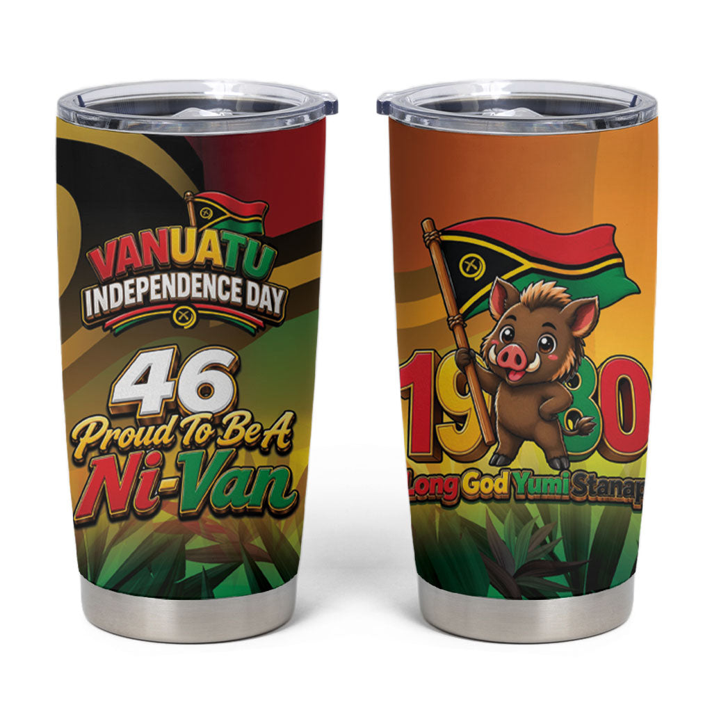 Vanuatu Independence Day Tumbler Cup Chibi Boar Proud To Be A Ni-Van LT14 Multicolor - Polynesian Pride
