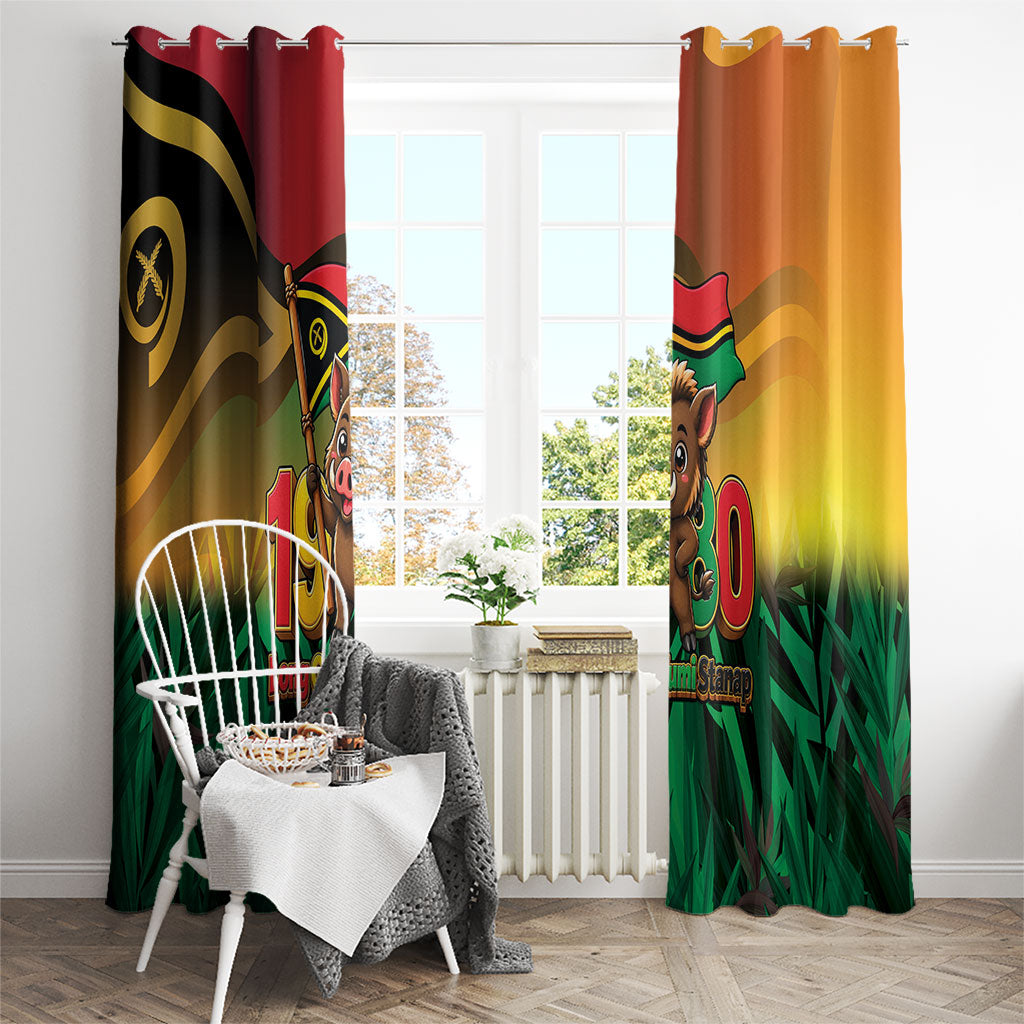 Vanuatu Independence Day Window Curtain Chibi Boar Proud To Be A Ni-Van