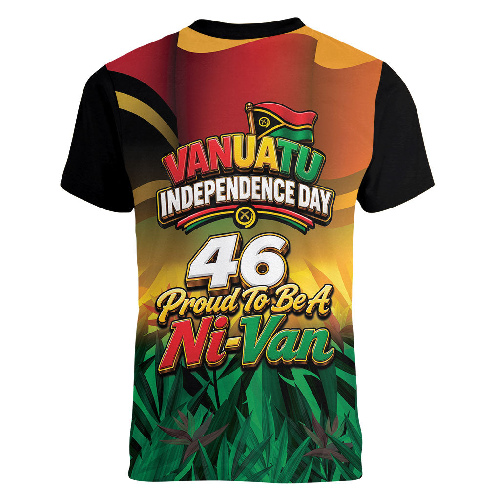 Vanuatu Independence Day Women V-Neck T-Shirt Chibi Boar Proud To Be A Ni-Van