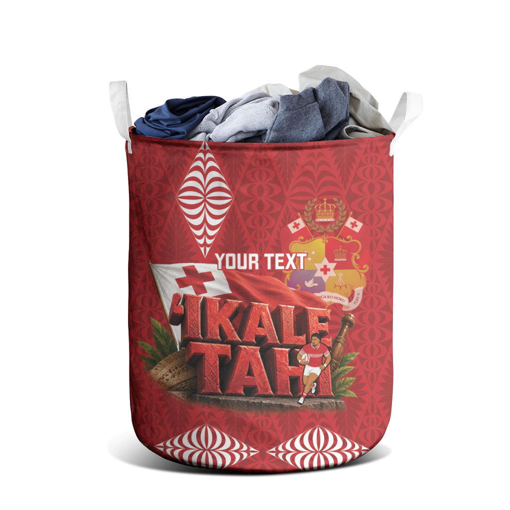 Tonga Rugby Custom Laundry Basket 2026 Go Ikale Tahi Ngatu Pattern
