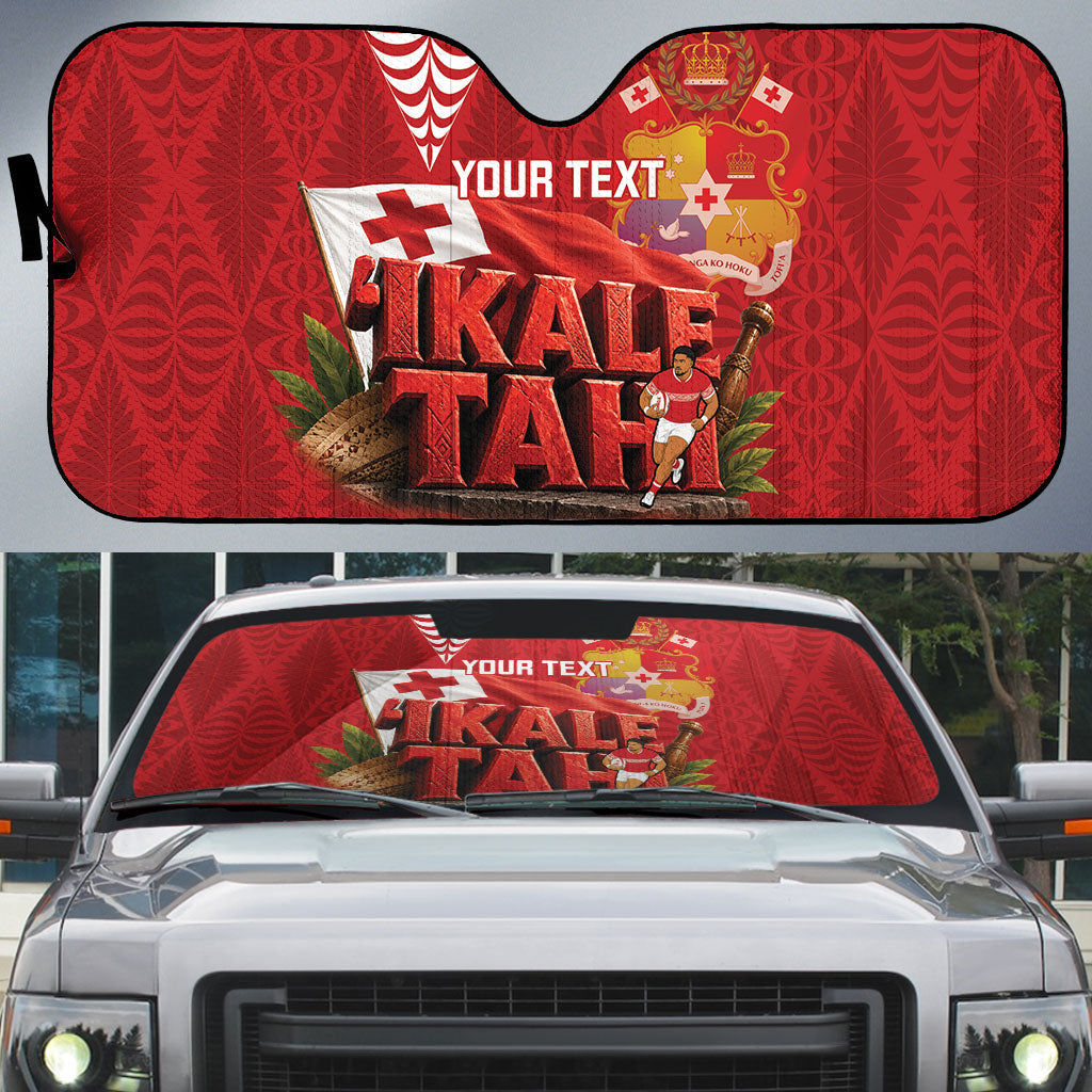 Tonga Rugby Custom Auto Sun Shade 2026 Go Ikale Tahi Ngatu Pattern
