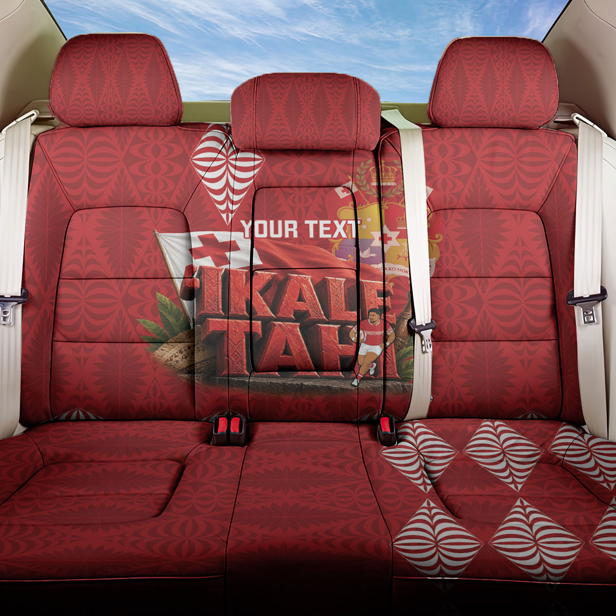Tonga Rugby Custom Back Car Seat Cover 2026 Go Ikale Tahi Ngatu Pattern