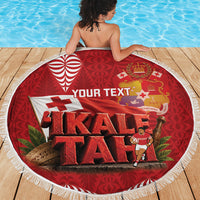 Tonga Rugby Custom Beach Blanket 2026 Go Ikale Tahi Ngatu Pattern