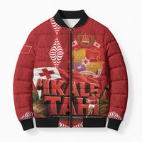 Tonga Rugby Custom Bomber Puffer Jacket 2026 Go Ikale Tahi Ngatu Pattern