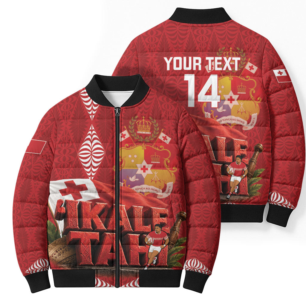 Tonga Rugby Custom Bomber Puffer Jacket 2026 Go Ikale Tahi Ngatu Pattern