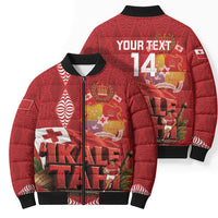 Tonga Rugby Custom Bomber Puffer Jacket 2026 Go Ikale Tahi Ngatu Pattern
