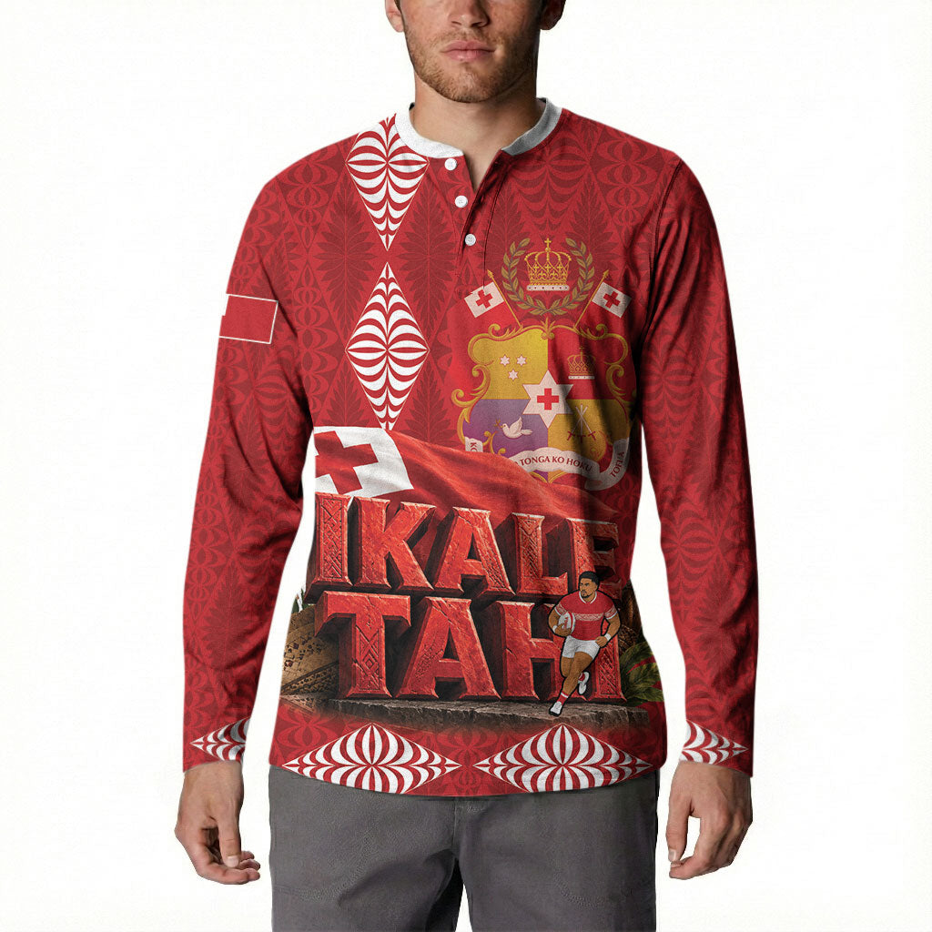 Tonga Rugby Custom Button Sweatshirt 2026 Go Ikale Tahi Ngatu Pattern