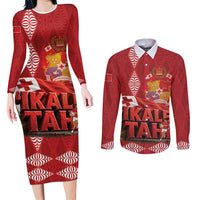 Tonga Rugby Custom Couples Matching Long Sleeve Bodycon Dress and Long Sleeve Button Shirt 2026 Go Ikale Tahi Ngatu Pattern