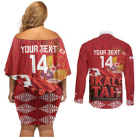 Tonga Rugby Custom Couples Matching Off Shoulder Short Dress and Long Sleeve Button Shirt 2026 Go Ikale Tahi Ngatu Pattern