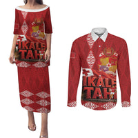Tonga Rugby Custom Couples Matching Puletasi and Long Sleeve Button Shirt 2026 Go Ikale Tahi Ngatu Pattern