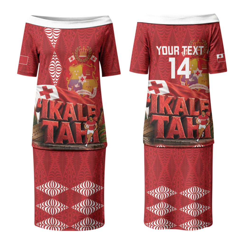 Tonga Rugby Custom Couples Matching Puletasi and Long Sleeve Button Shirt 2026 Go Ikale Tahi Ngatu Pattern LT14 - Polynesian Pride