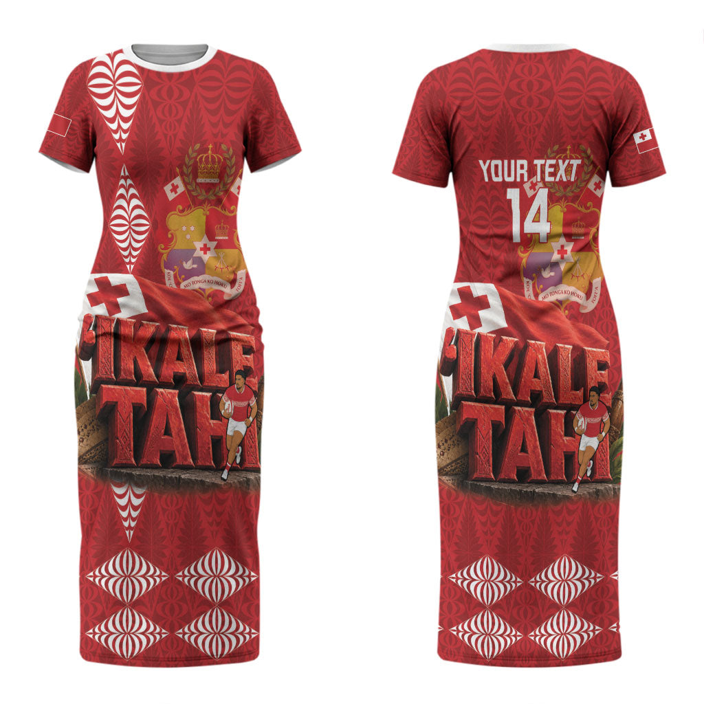 Tonga Rugby Custom Couples Matching Short Sleeve Bodycon Dress and Hawaiian Shirt 2026 Go Ikale Tahi Ngatu Pattern LT14 - Polynesian Pride