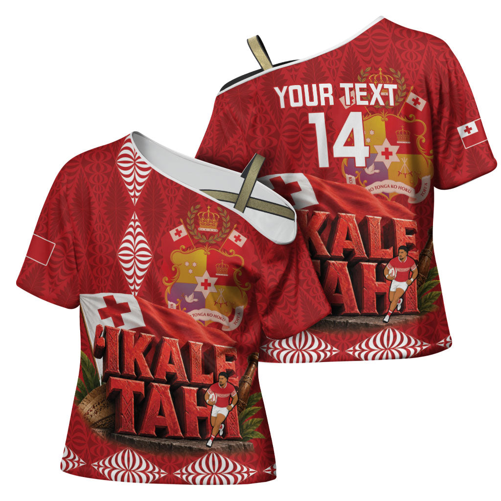Tonga Rugby Custom Cross Shoulder Shirt 2026 Go Ikale Tahi Ngatu Pattern