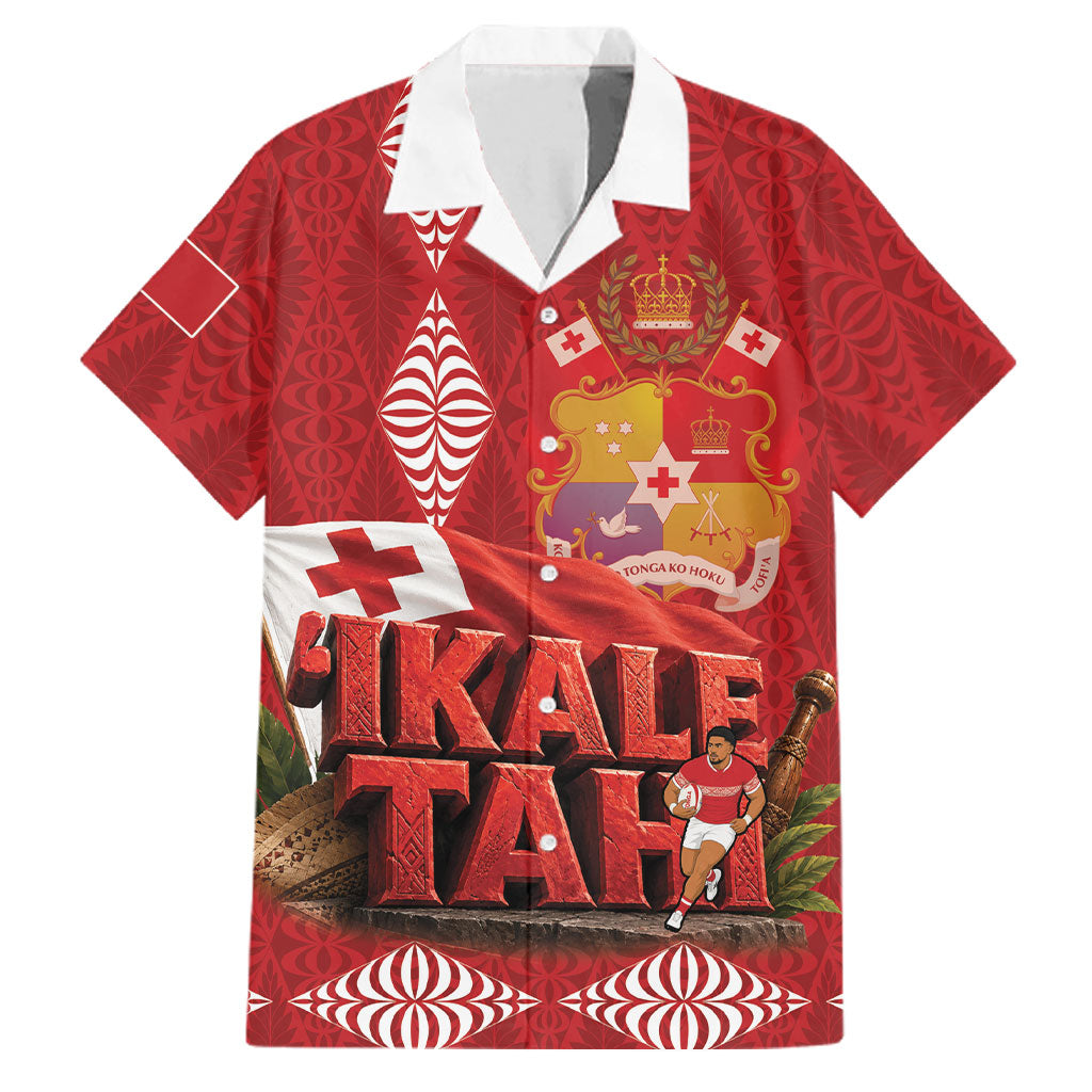 Tonga Rugby Custom Family Matching Long Sleeve Bodycon Dress and Hawaiian Shirt 2026 Go Ikale Tahi Ngatu Pattern