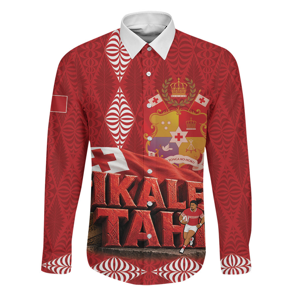 Tonga Rugby Custom Family Matching Long Sleeve Bodycon Dress and Hawaiian Shirt 2026 Go Ikale Tahi Ngatu Pattern