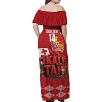 Tonga Rugby Custom Family Matching Off Shoulder Maxi Dress and Hawaiian Shirt 2026 Go Ikale Tahi Ngatu Pattern