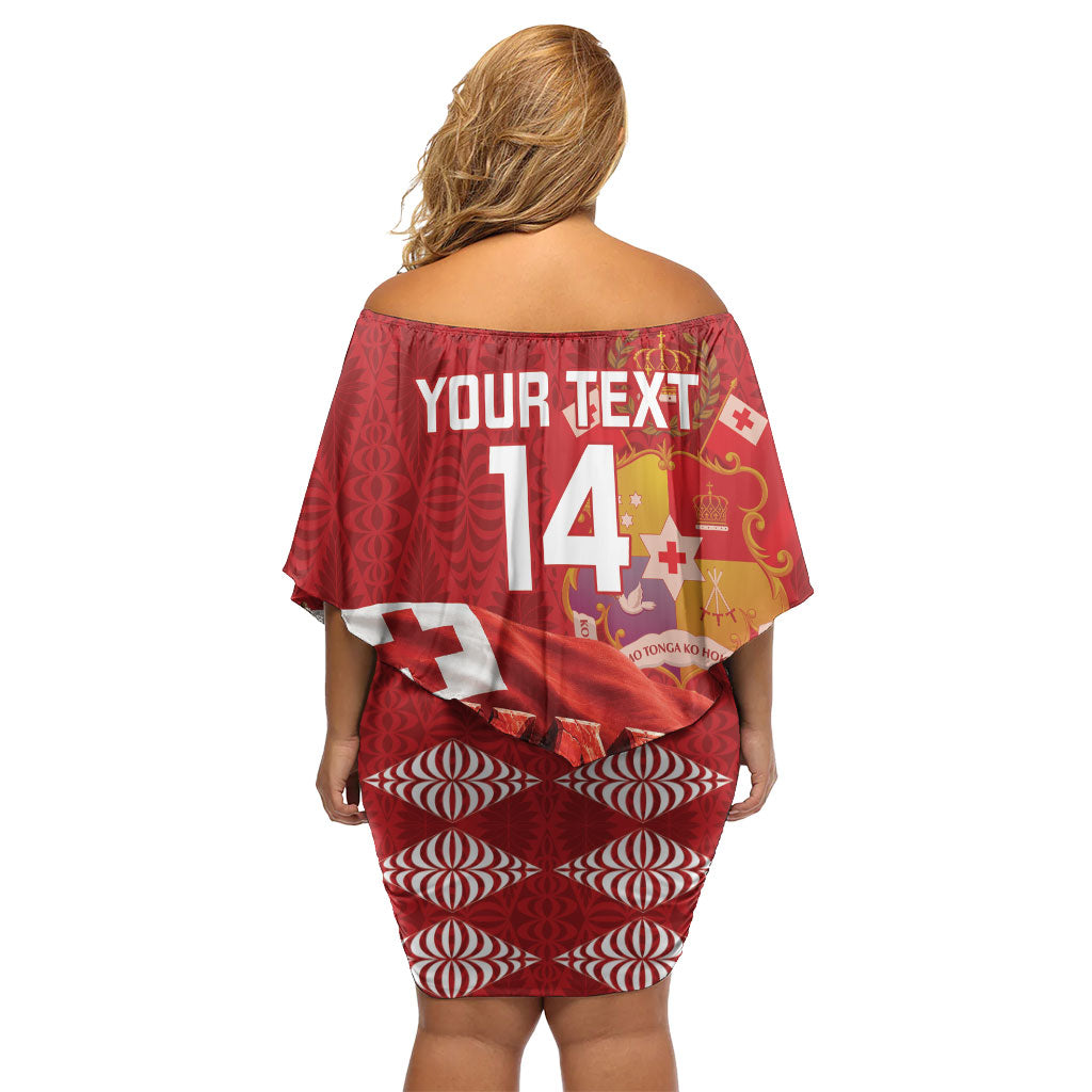 Tonga Rugby Custom Family Matching Off Shoulder Short Dress and Hawaiian Shirt 2026 Go Ikale Tahi Ngatu Pattern