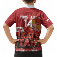 Tonga Rugby Custom Kid Hawaiian Shirt 2026 Go Ikale Tahi Ngatu Pattern LT14 - Polynesian Pride