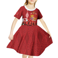 Tonga Rugby Custom Kid Short Sleeve Dress 2026 Go Ikale Tahi Ngatu Pattern