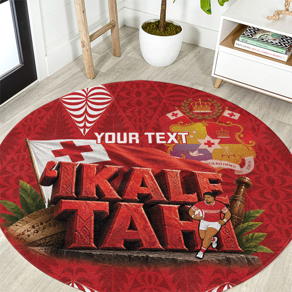 Tonga Rugby Custom Round Carpet 2026 Go Ikale Tahi Ngatu Pattern