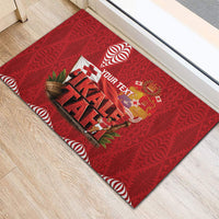 Tonga Rugby Custom Rubber Doormat 2026 Go Ikale Tahi Ngatu Pattern