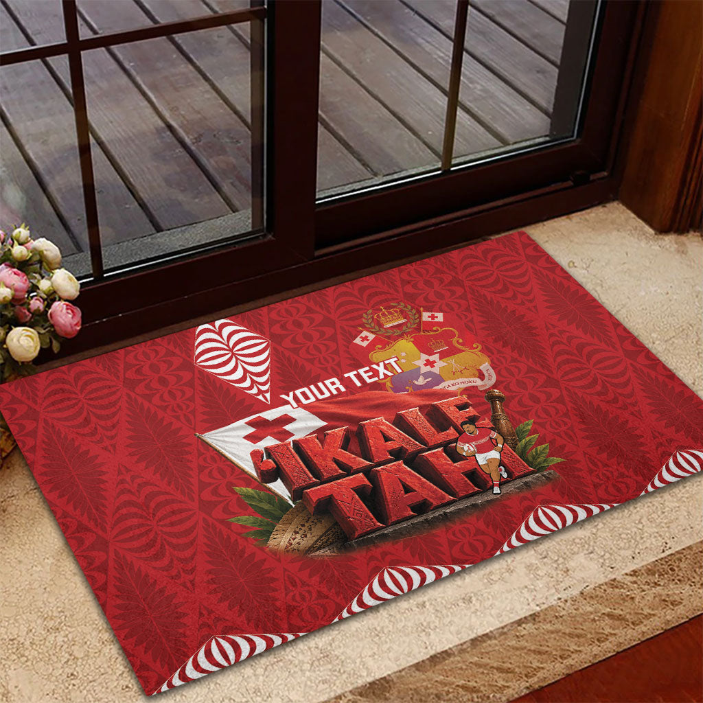 Tonga Rugby Custom Rubber Doormat 2026 Go Ikale Tahi Ngatu Pattern