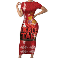 Tonga Rugby Custom Short Sleeve Bodycon Dress 2026 Go Ikale Tahi Ngatu Pattern