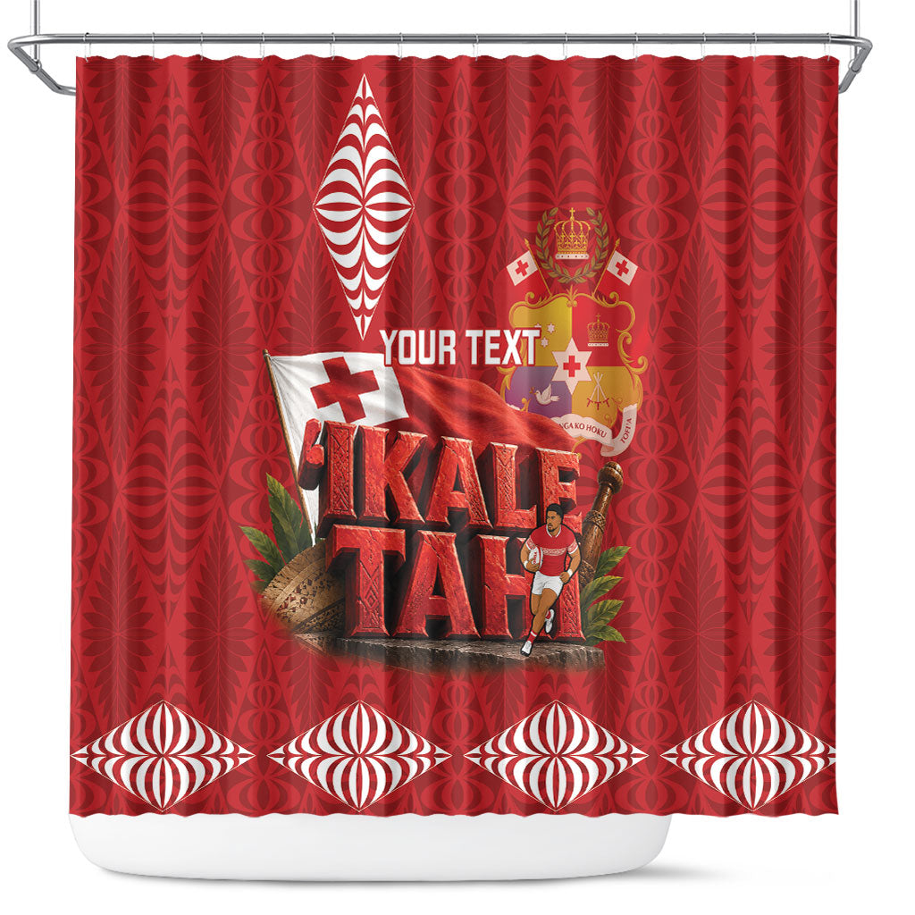 Tonga Rugby Custom Shower Curtain 2026 Go Ikale Tahi Ngatu Pattern