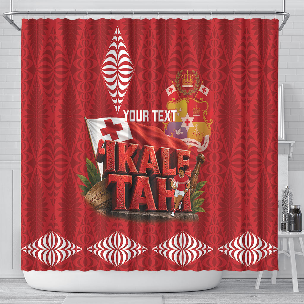 Tonga Rugby Custom Shower Curtain 2026 Go Ikale Tahi Ngatu Pattern