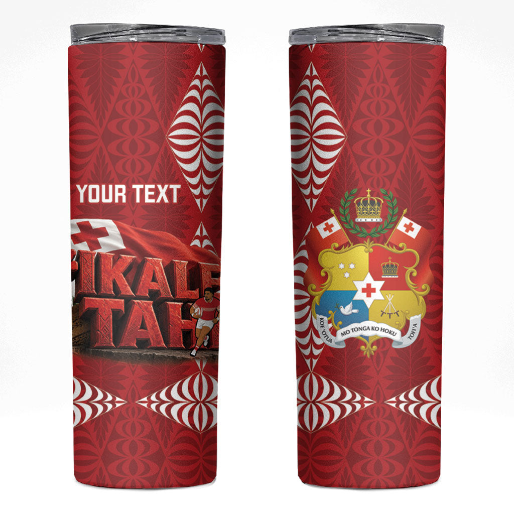 Tonga Rugby Custom Skinny Tumbler 2026 Go Ikale Tahi Ngatu Pattern LT14 Red - Polynesian Pride