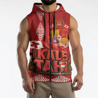 Tonga Rugby Custom Sleeveless Zip Hoodie 2026 Go Ikale Tahi Ngatu Pattern