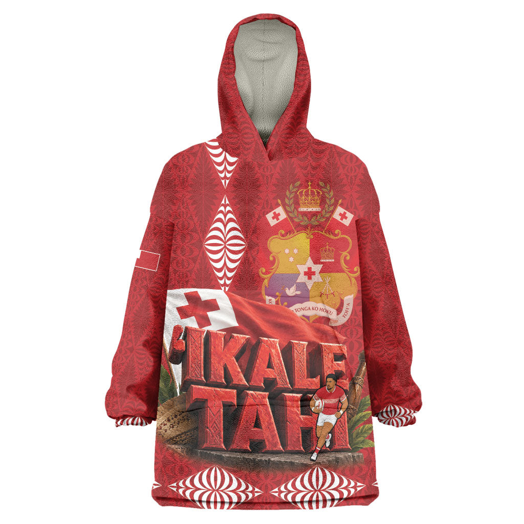 Tonga Rugby Custom Wearable Blanket Hoodie 2026 Go Ikale Tahi Ngatu Pattern