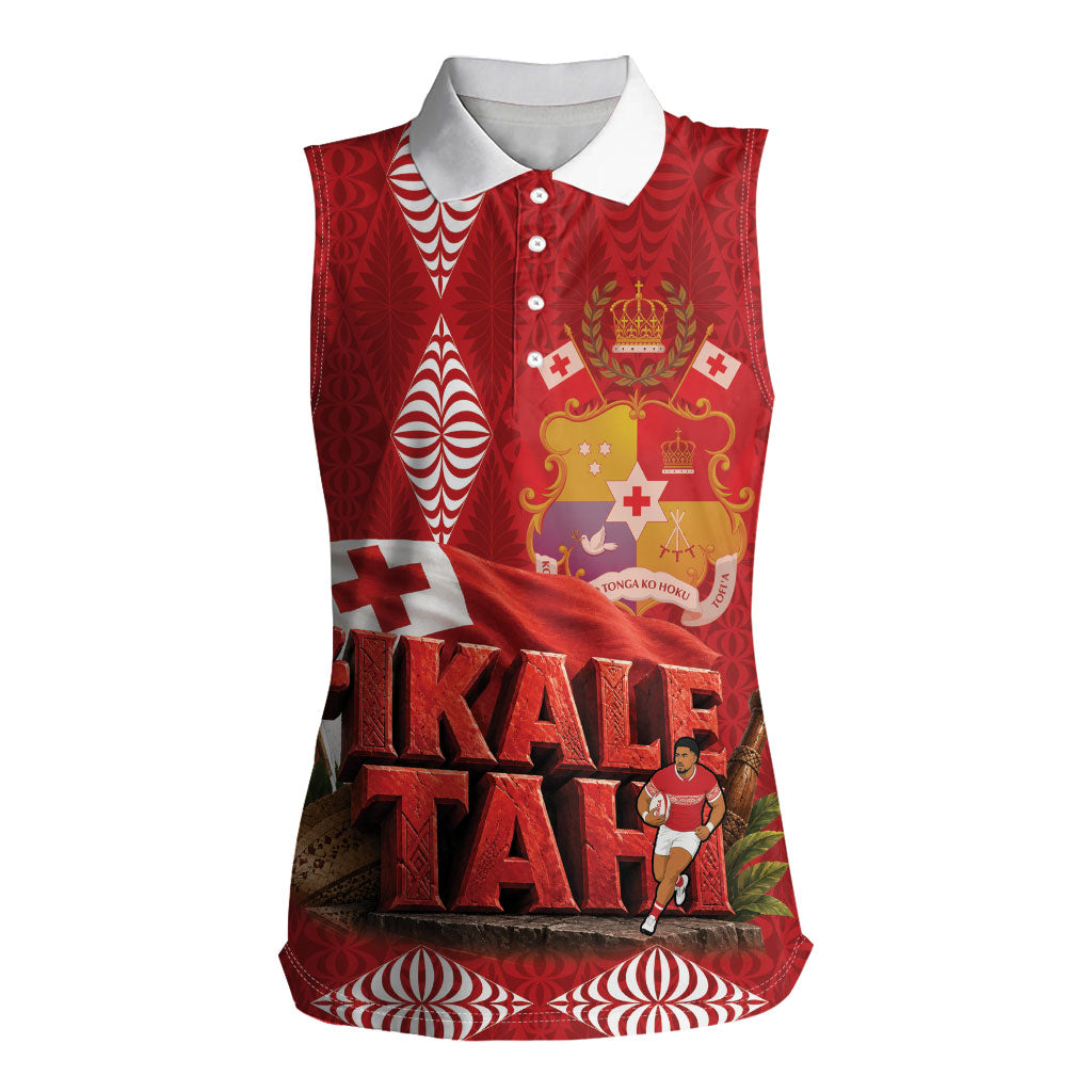 Tonga Rugby Custom Women Sleeveless Polo Shirt 2026 Go Ikale Tahi Ngatu Pattern