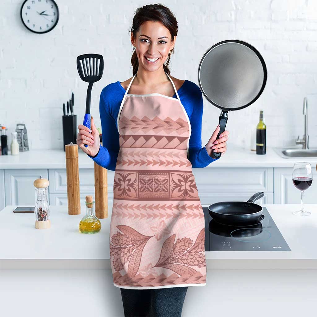 Pastel Pink Samoa Siapo Teuila Flowers Apron LT14 - Polynesian Pride