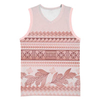 Pastel Pink Samoa Siapo Teuila Flowers Basketball Jersey LT14 Unisex Pastel Pink - Polynesian Pride