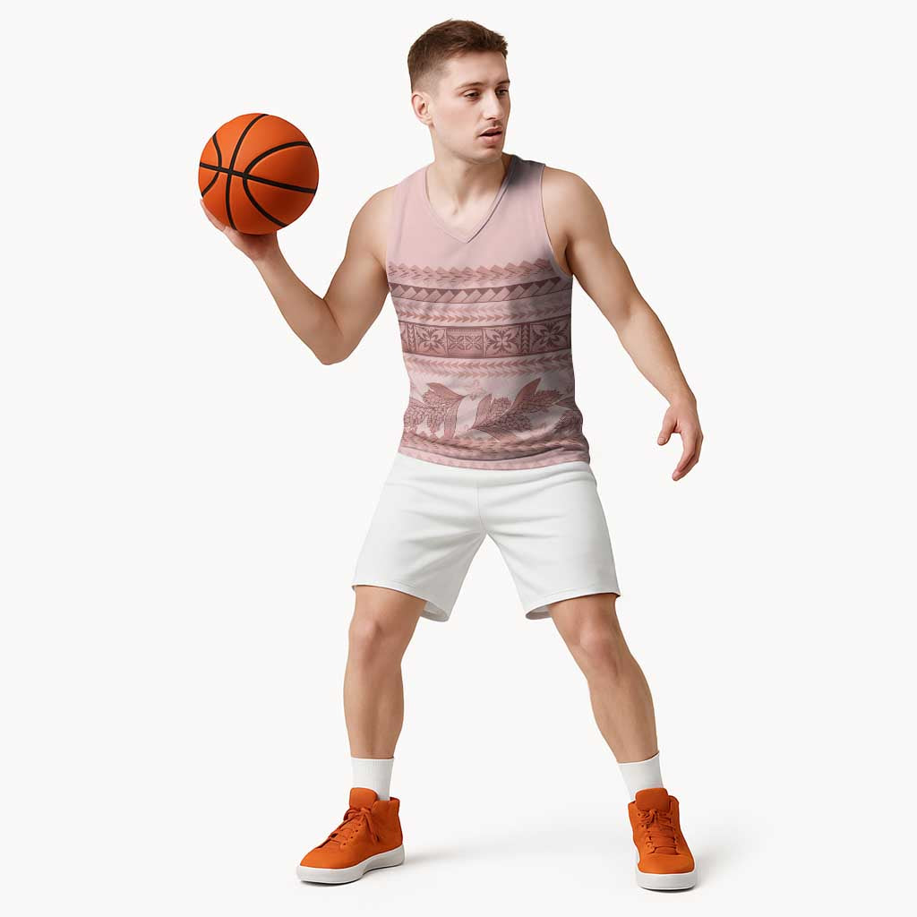 Pastel Pink Samoa Siapo Teuila Flowers Basketball Jersey LT14 - Polynesian Pride
