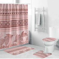Pastel Pink Samoa Siapo Teuila Flowers Bathroom Set LT14 Bathroom Set (4 pcs) Pastel Pink - Polynesian Pride