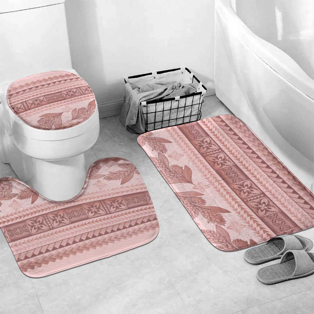 Pastel Pink Samoa Siapo Teuila Flowers Bathroom Set LT14 Mat Set Only (3 pcs) One Size Pastel Pink - Polynesian Pride