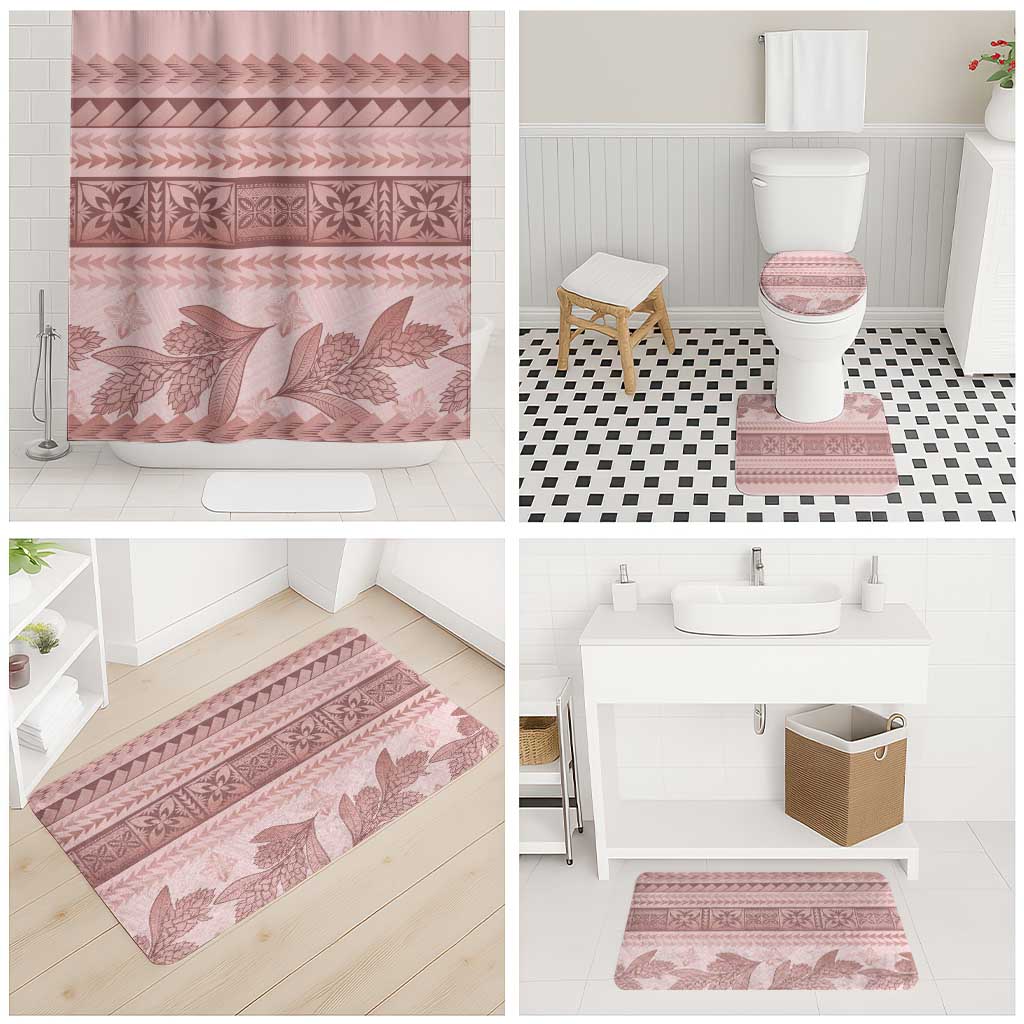 Pastel Pink Samoa Siapo Teuila Flowers Bathroom Set LT14 - Polynesian Pride