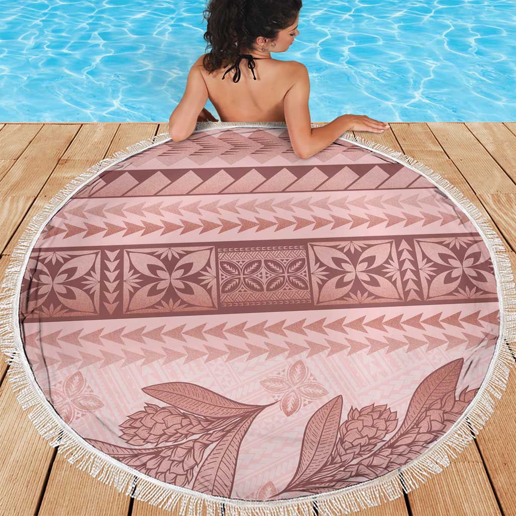 Pastel Pink Samoa Siapo Teuila Flowers Beach Blanket LT14 - Polynesian Pride