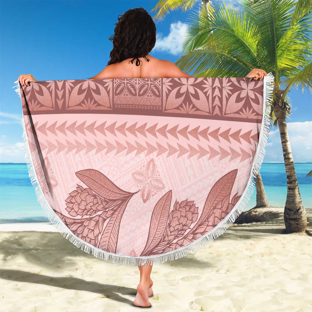 Pastel Pink Samoa Siapo Teuila Flowers Beach Blanket LT14 - Polynesian Pride