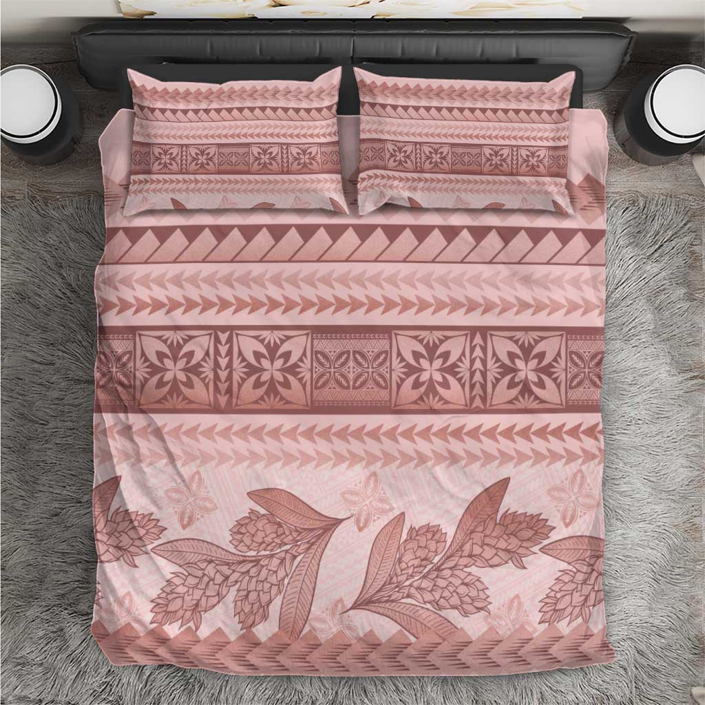 Pastel Pink Samoa Siapo Teuila Flowers Bedding Set - Polynesian Pride