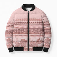 Pastel Pink Samoa Siapo Teuila Flowers Bomber Puffer Jacket LT14 Unisex Pastel Pink - Polynesian Pride