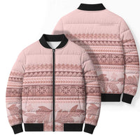 Pastel Pink Samoa Siapo Teuila Flowers Bomber Puffer Jacket LT14 - Polynesian Pride