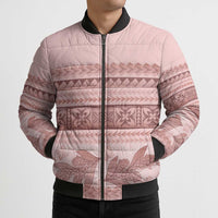 Pastel Pink Samoa Siapo Teuila Flowers Bomber Puffer Jacket LT14 - Polynesian Pride