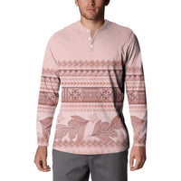 Pastel Pink Samoa Siapo Teuila Flowers Button Sweatshirt LT14 - Polynesian Pride